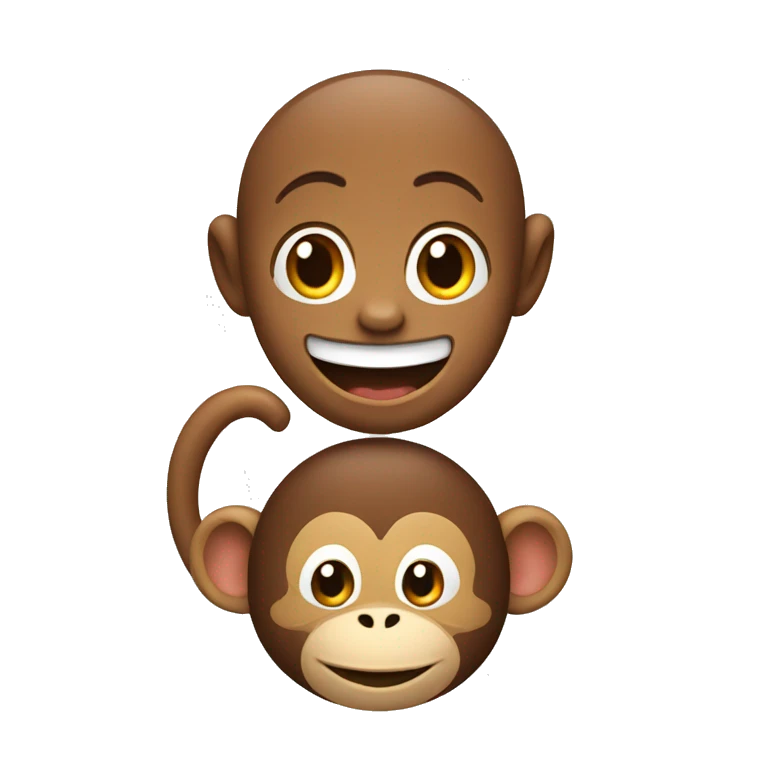 Smiling emoji with monkey emoji