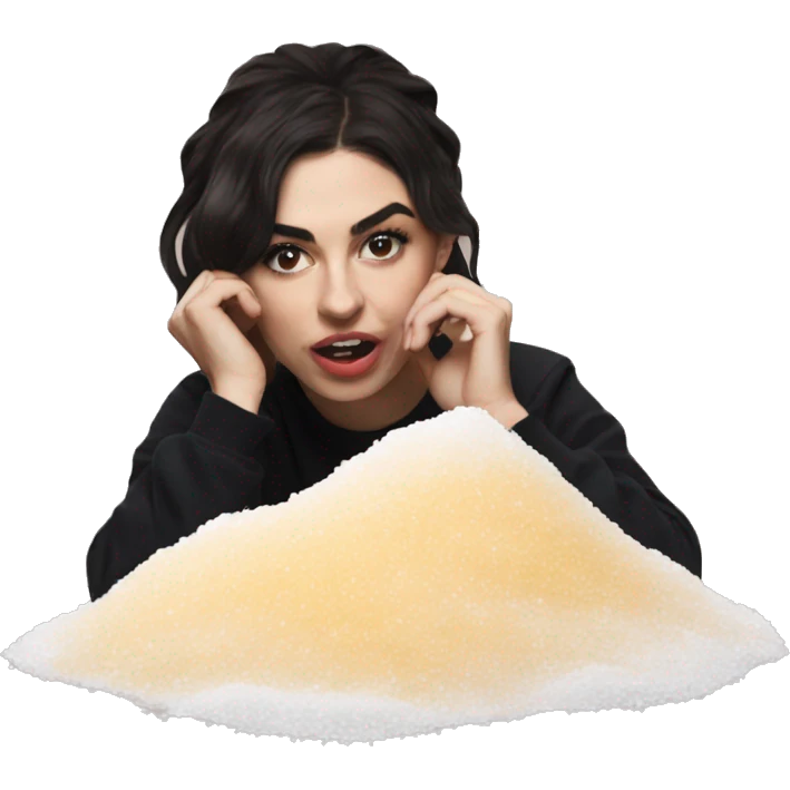 Charlie xcx with a pile of salt emoji