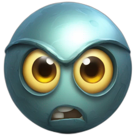 3d sphere with a cartoon Vindicator skin texture with big stupid eyes emoji