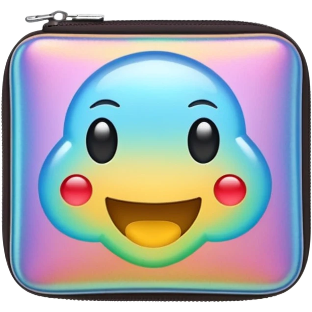 wallet, holographic finish, reflective, emoji style emoji
