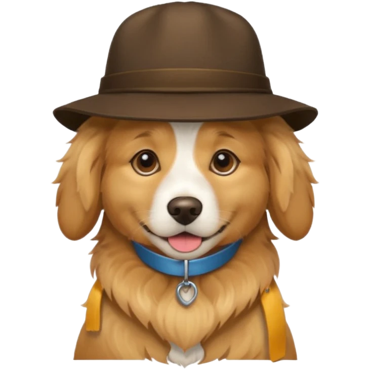 un chien avec un chapeau emoji