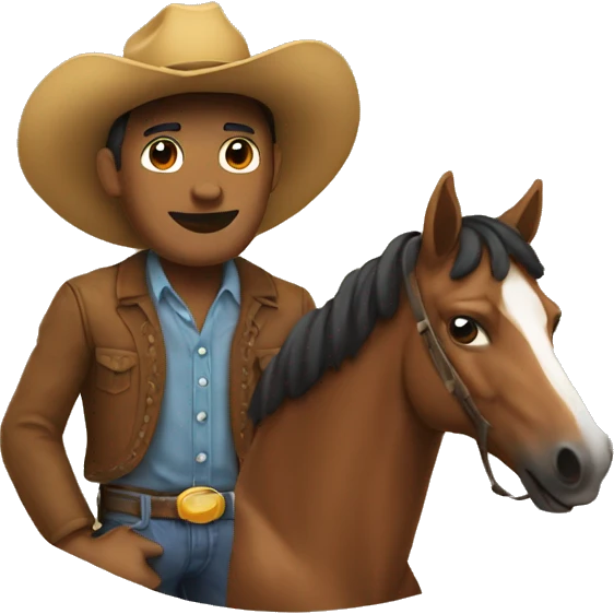 Man with a horse and a side cowboy hat emoji