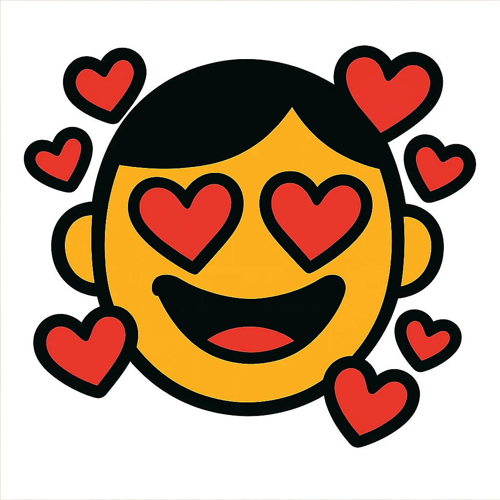 face bubbling with hearts emoji