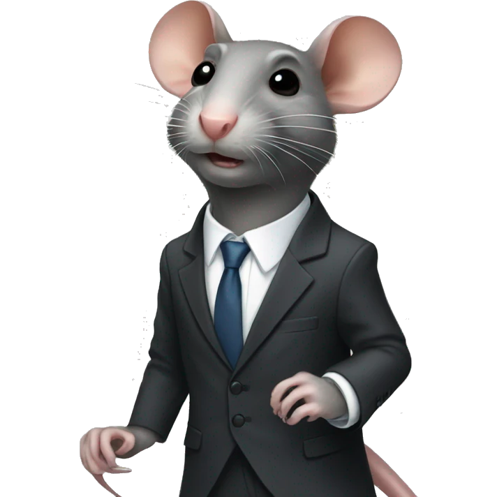 Rat with human leg in a suit emoji