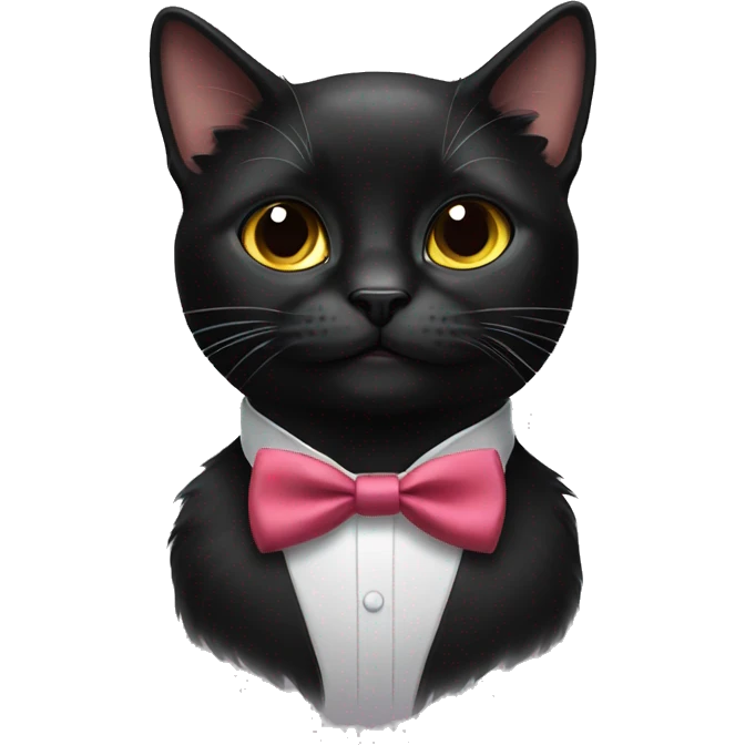 black cat wearing bow tie emoji