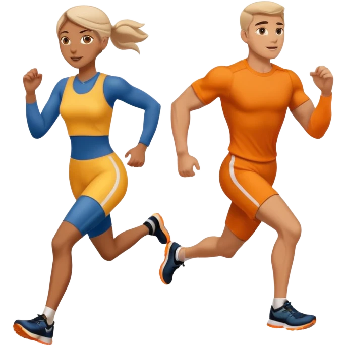 running iranians, full length, profile, man and woman emoji