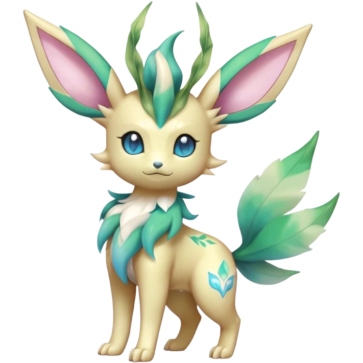 Shiny Cool Sparkly Cute Ethereal Leafeon-Sylveon-Vaporeon-Fakemon-hybrid-fusion- full body emoji