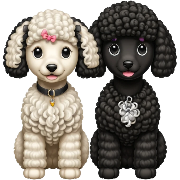 Dos caniches,uno blanco y el otro negro,QUE SEA RAZA CANICHE  emoji