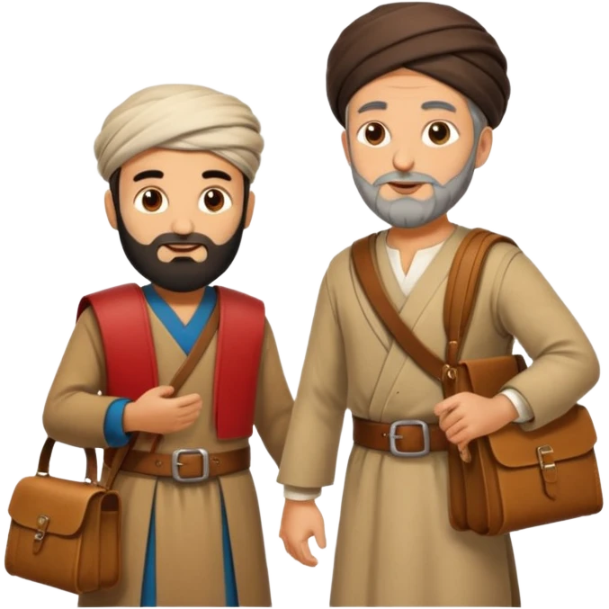 herodotus speaking with a Persian man, who is carrying the mail emoji