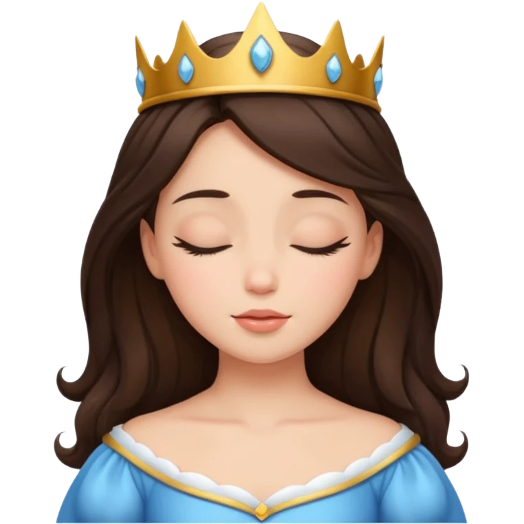 a brunette hair beautiful princess closing her eyes calmly emoji