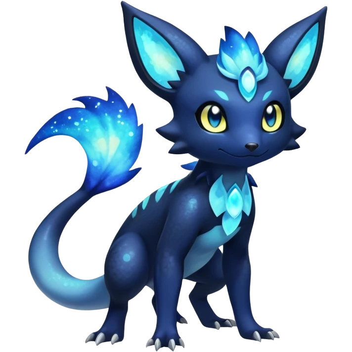 Colorful Iridescent Exotic Nebulae Salandit-Meowstic-Umbreon-Fakémon-hybrid-creature (full body)  emoji