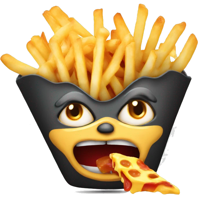 evil emoji eating cheese fries emoji