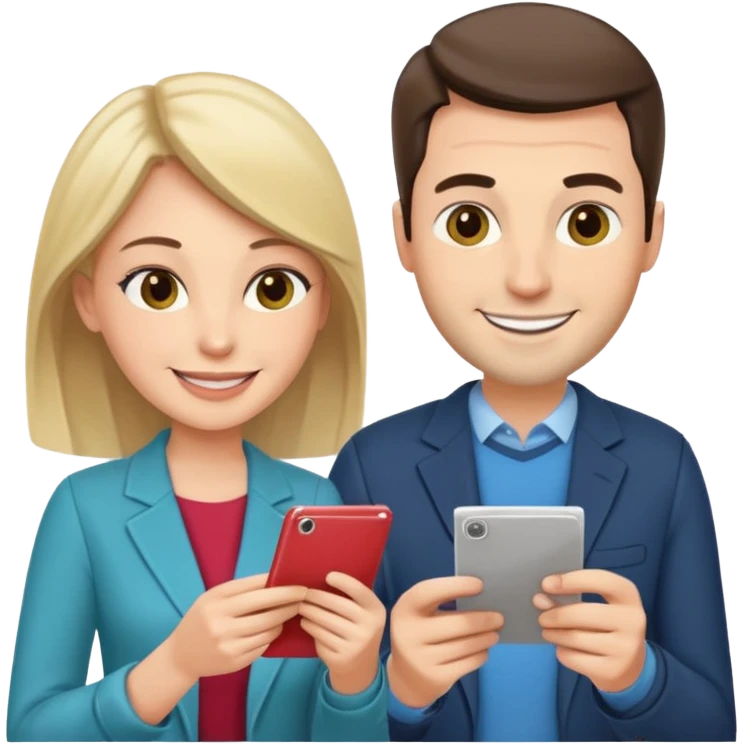 casually dressed stylish husband and wife in their 30ss avatars reviewing their finances together  emoji
