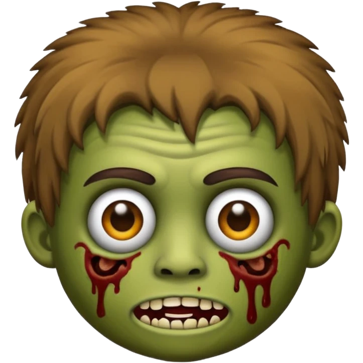 quero um emoji de um menino com pele de zumbi cabelo castanho claro e de franja emoji