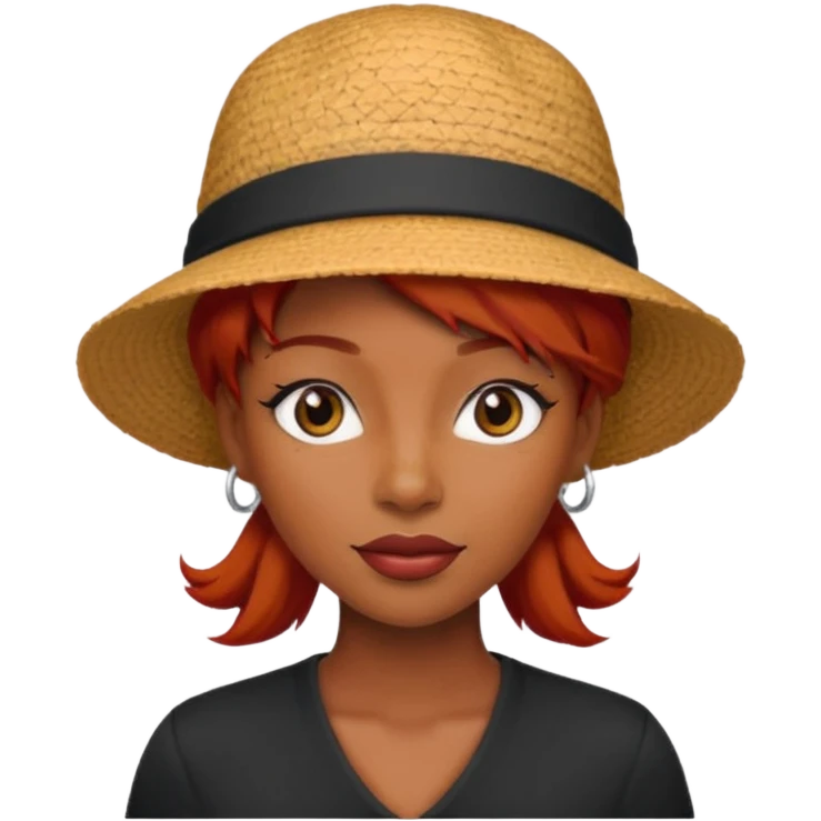 hatted and red haired black woman emoji