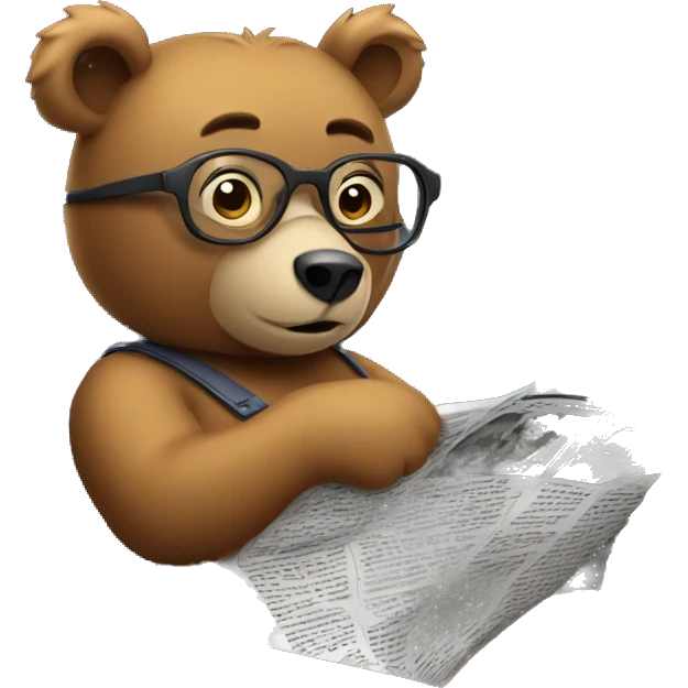 bear sitting in car wearing glasses reading newspaper emoji