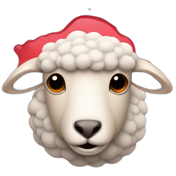 A sheep head with cross eyes in a red puddle emoji