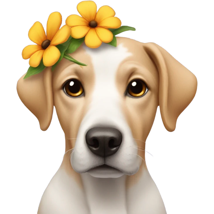 Dog with a flower on his head emoji