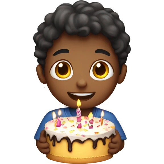 Boy holding a birthday cake emoji