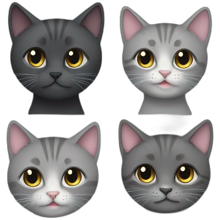 grey british cat cute with a girl with dark hair and a boy with dark hair who love eachother emoji