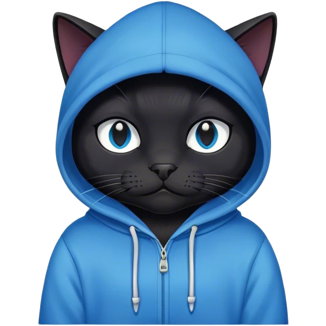 Black Cat wearing blue hudy  emoji