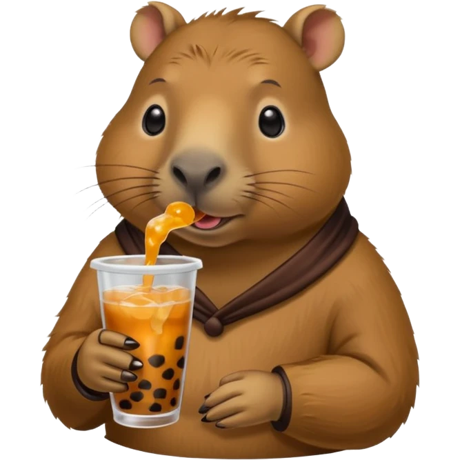 Capybara drinking boba emoji