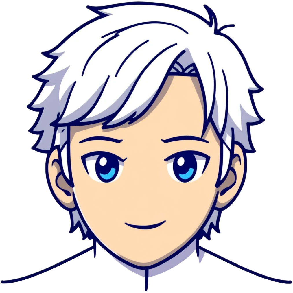 Satoru Gojo anime character with white hair and blue eyes emoji
