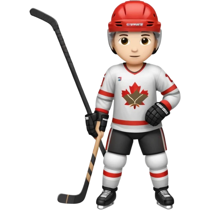 Hockey player with stick, full body emoji