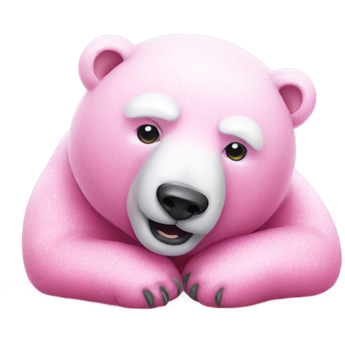 Pink polar bear lying down with glitter emoji