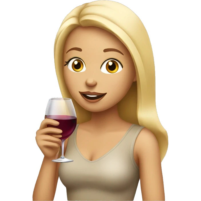 blonde girl sipping wine emoji
