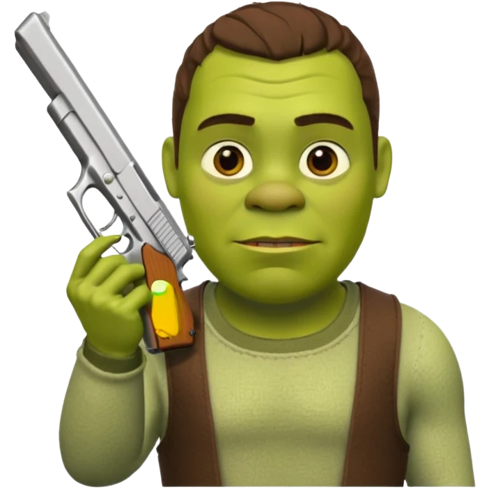 Shrek holding a Glock 19 emoji