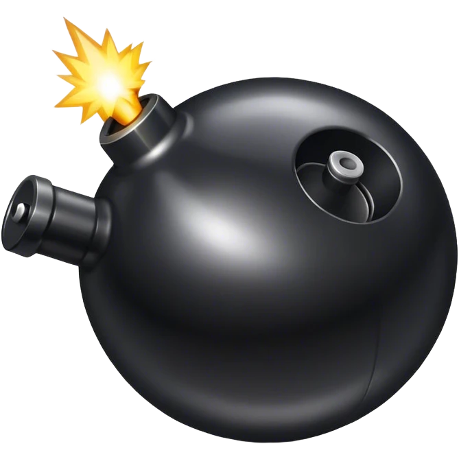 black shiny bomb with spark emoji