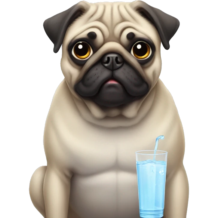 ugly ass pug drinking water emoji