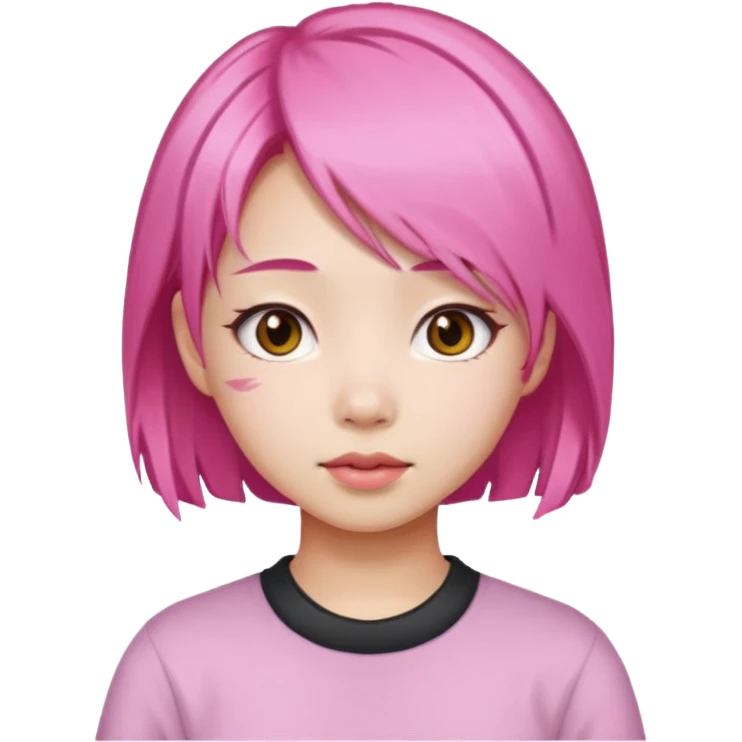 asian emoji girl  face with pink hair  emoji