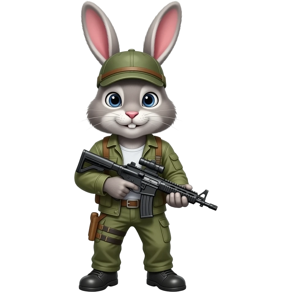 Rambo bunny with gun emoji