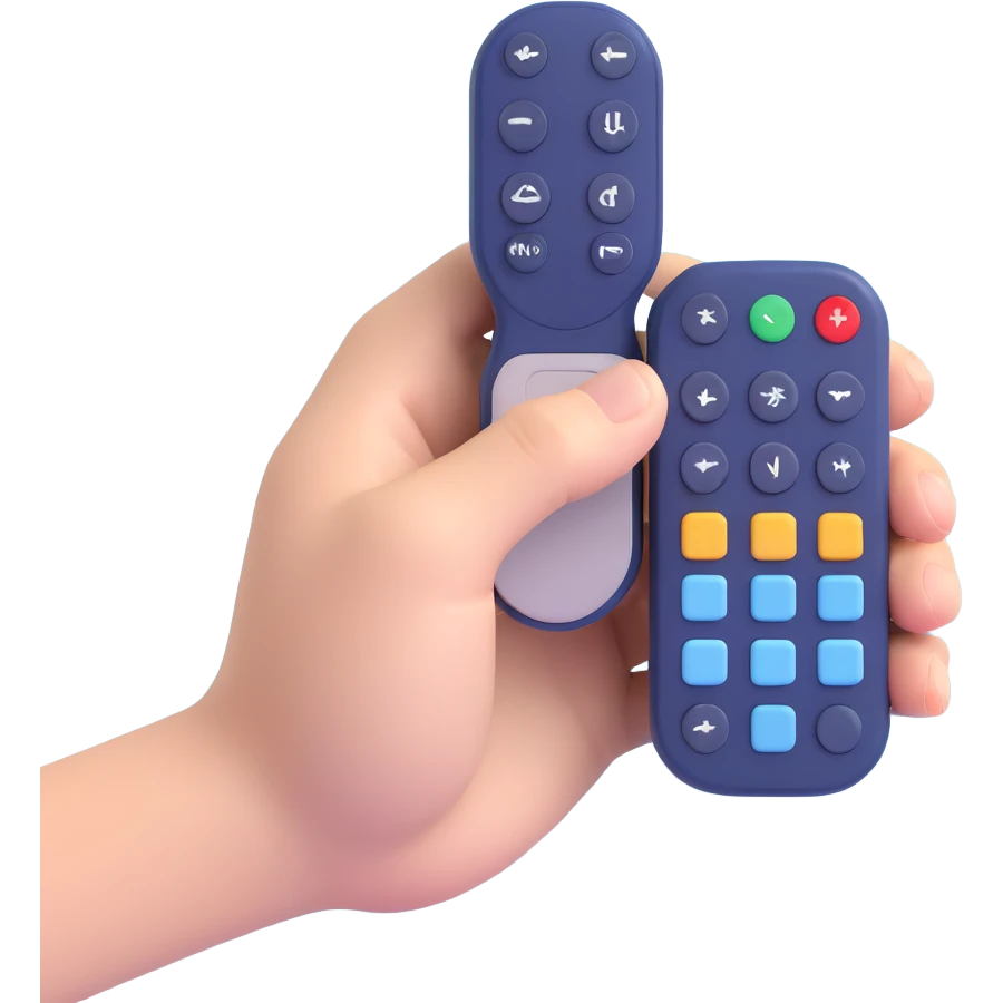 hand holding a clicker remote, pointing to the left emoji