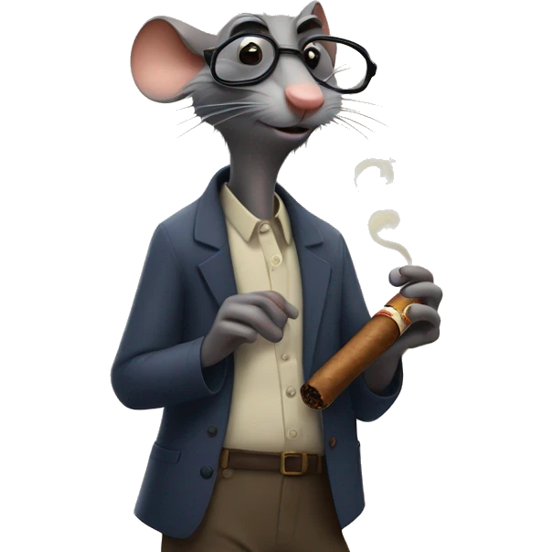 the rat from ratatouille smoking a cigar with cool guy glasses on emoji