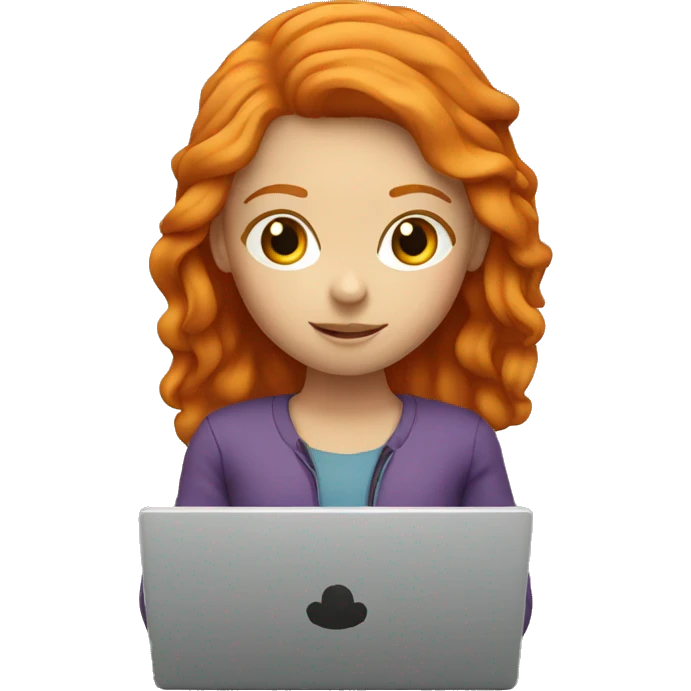 ginger girl working on a red laptop emoji