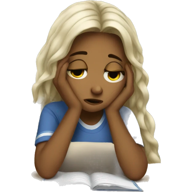 girl crying over homework emoji