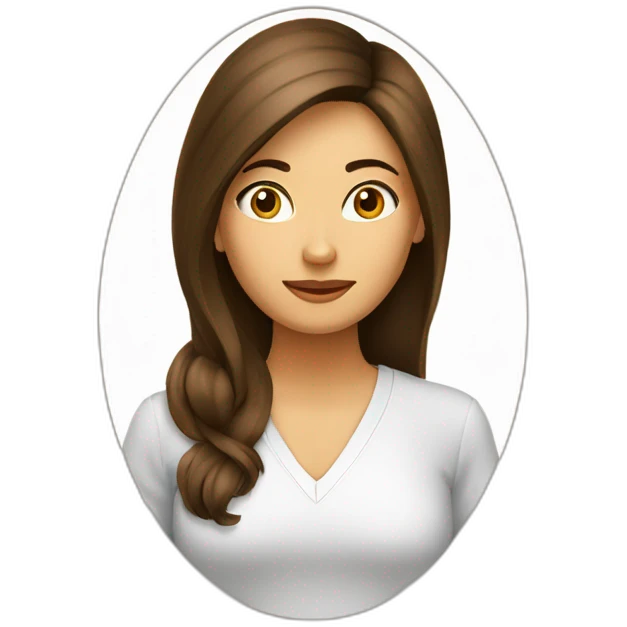 MUJER DE ROSTRO OVALADO, PELO CASTAÑO LARGO, OJOS MARRON OSCURO emoji