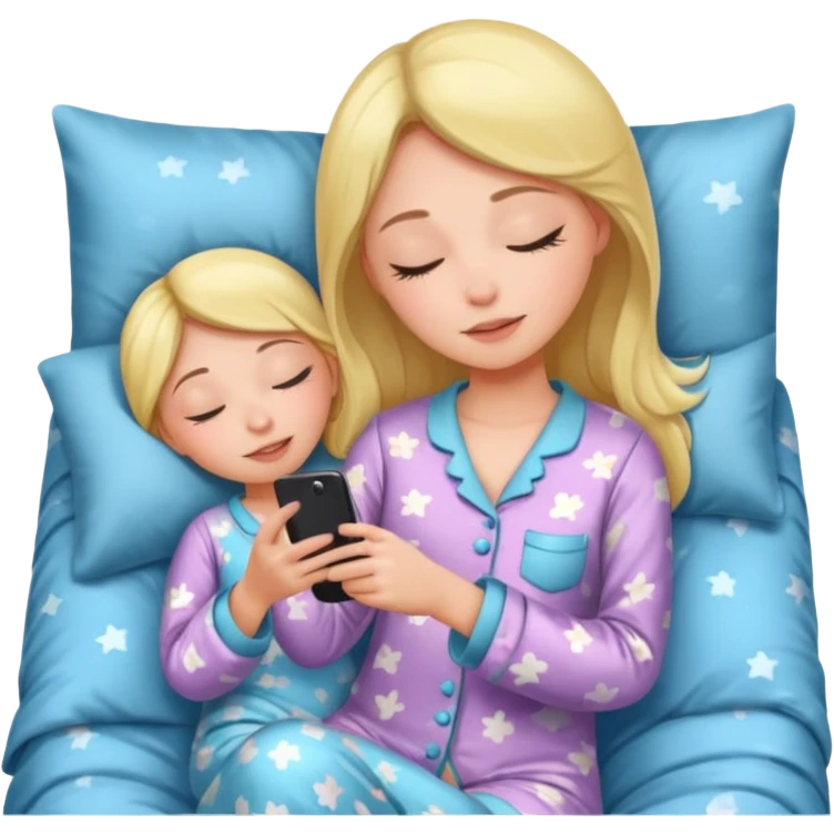 A girl sleeping and texting another girl and it slits both and they say good night bestie emoji