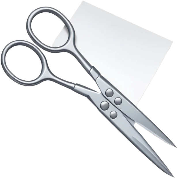 scissors cutting paper with folded paper emoji