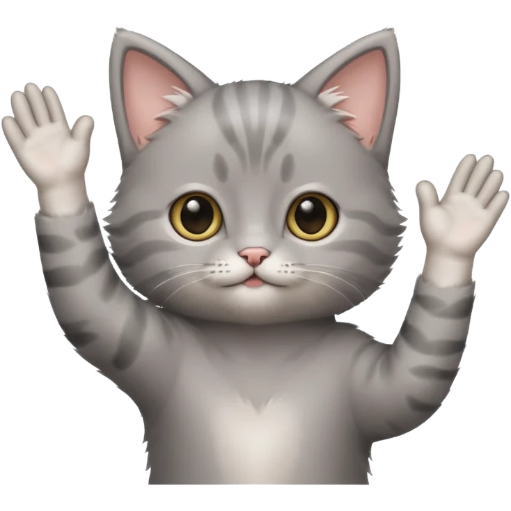 Cute Gray kitten with arms up  emoji
