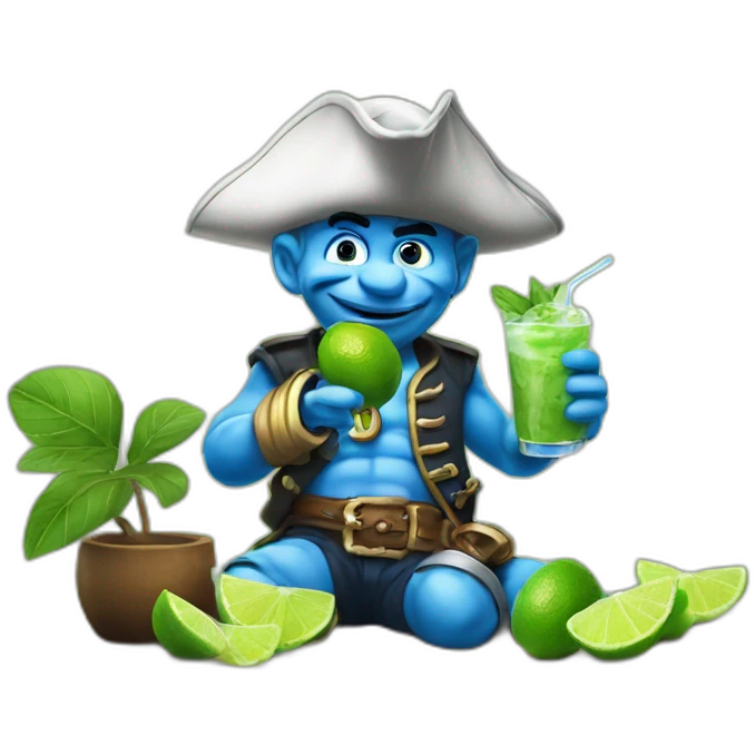 smurf pirate drinking mojito emoji