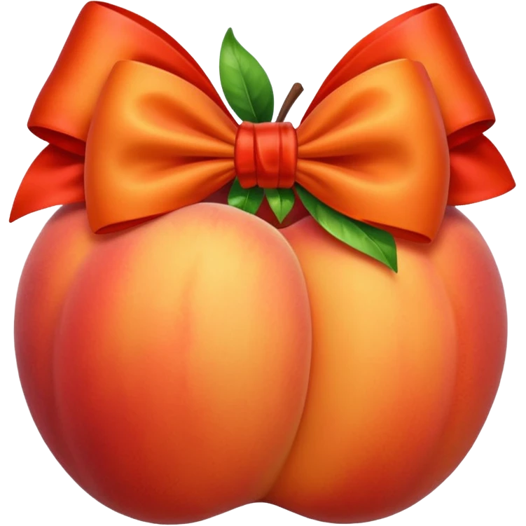 A peach with a red bow emoji