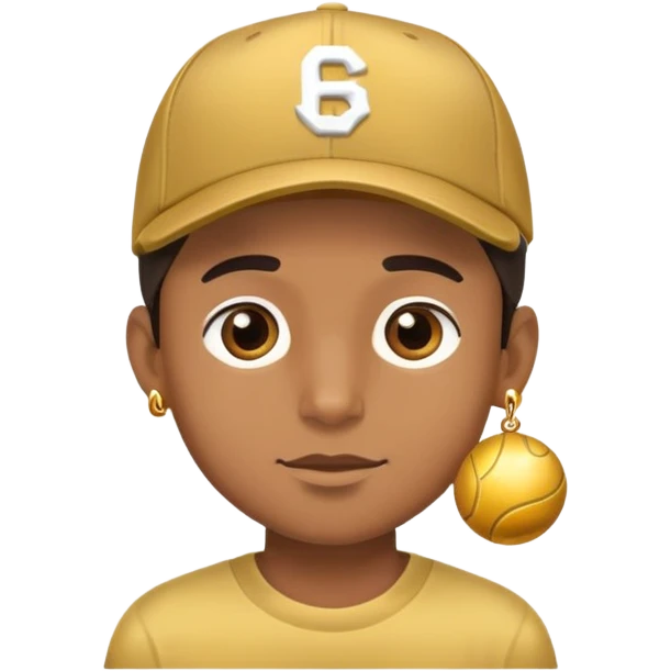 brown boy with gold earrings and a ball cap on emoji