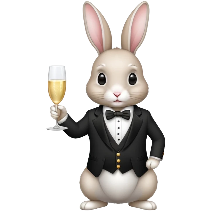 elegant rabbit in formal attire holding champagne glass emoji
