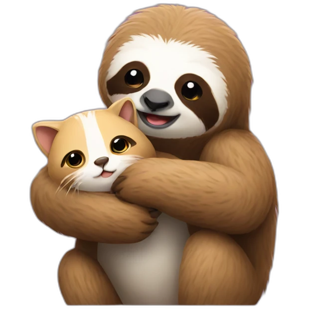 sloth petting a kitty emoji