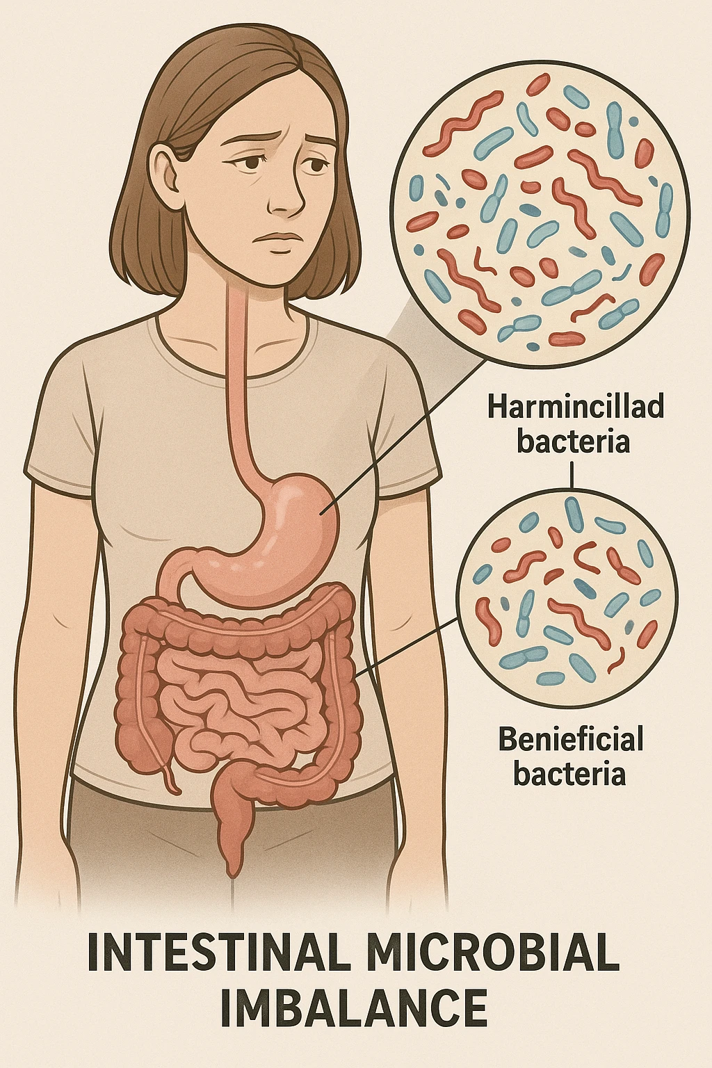 Donna con disequilibrio della flora microbica intestinale emoji