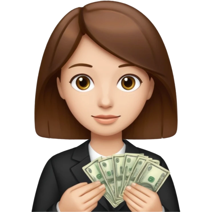 brown hair person who holds money emoji